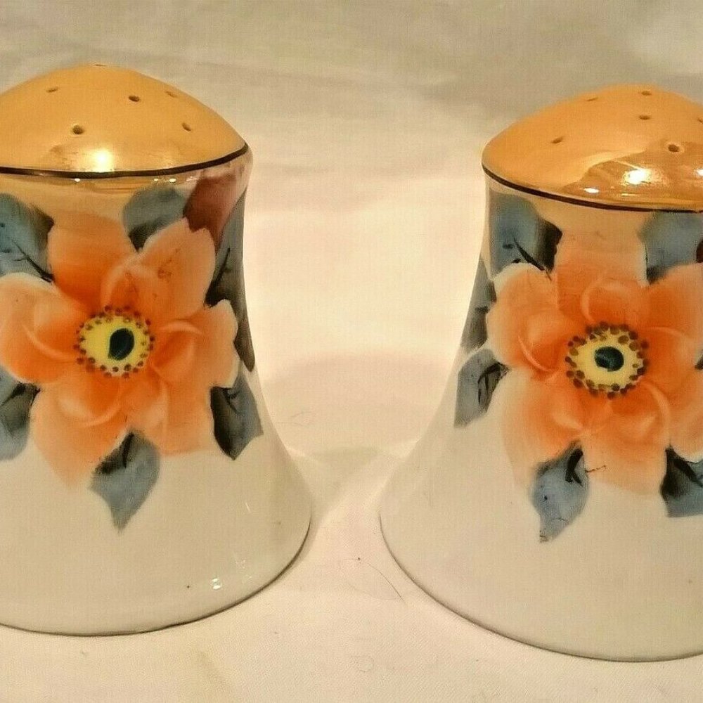 Vintage Noritake Hand Painted Salt and Pepper Set